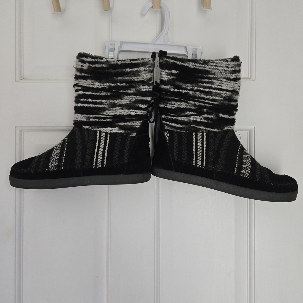 Toms Black and White Knit Mid-Calf Boots
